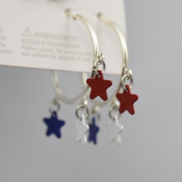 Claires USA Star Hoop and Stud Earrings Set 3 Pairs Patriotic - Picture 3 of 5